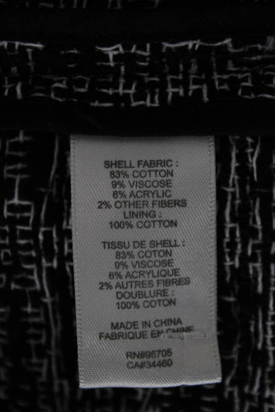 Rebecca Taylor Women Biker Jacket Black Cotton Geometric Zip Size 2