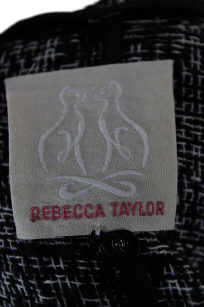 Rebecca Taylor Women Biker Jacket Black Cotton Geometric Zip Size 2