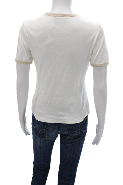 Courreges Womens Ringer T-Shirt White Cotton Crew Neck Short Sleeve Size S