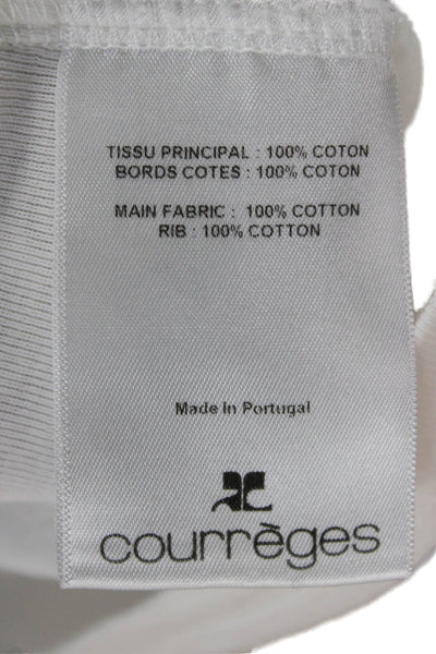 Courreges Womens Ringer T-Shirt White Cotton Crew Neck Short Sleeve Size S