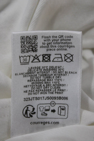 Courreges Womens Ringer T-Shirt White Cotton Crew Neck Short Sleeve Size S