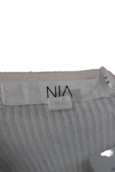 NIA Womens Basic Long Sleeve Scoop Neck Rayon T-Shirt White Size M