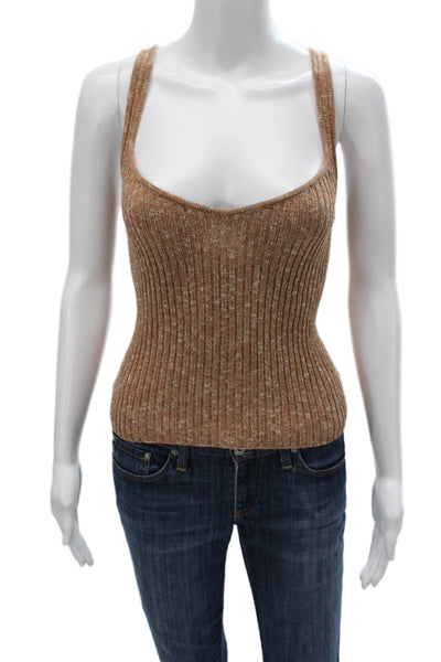 Intermix Womens Brown Cotton Basic V-Neck Sleeveless Tank Size M