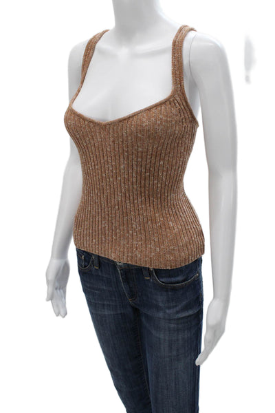 Intermix Womens Brown Cotton Basic V-Neck Sleeveless Tank Size M