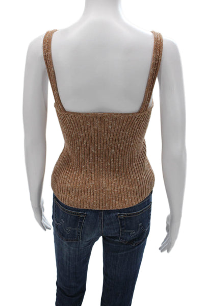 Intermix Womens Brown Cotton Basic V-Neck Sleeveless Tank Size M