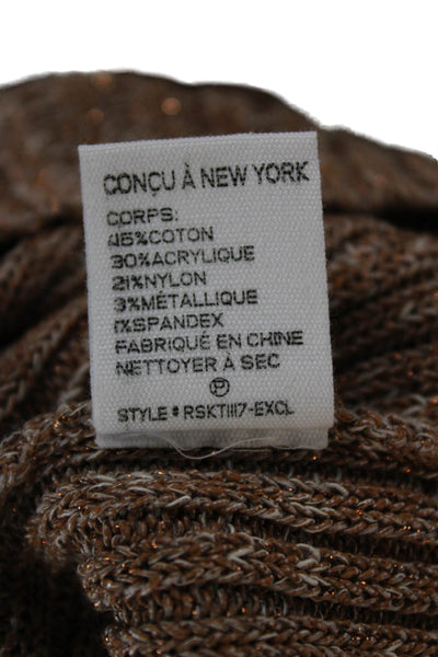 Intermix Womens Brown Cotton Basic V-Neck Sleeveless Tank Size M