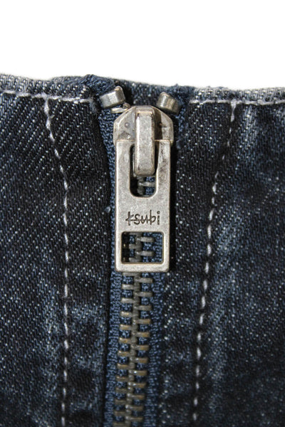Ksubi Womens Corset Bustier Top Blue Cotton Sleeveless Zip Size M