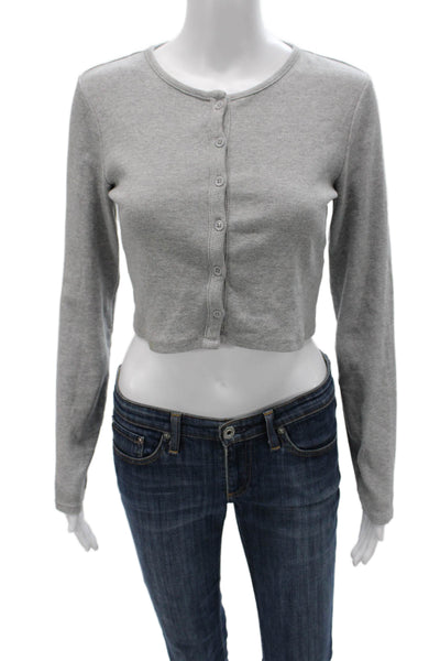 Zara Womens Cardigan Gray Long Sleeve Round Neck Size M