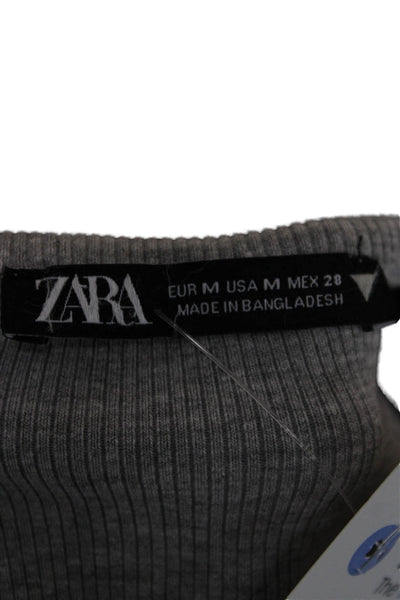 Zara Womens Cardigan Gray Long Sleeve Round Neck Size M