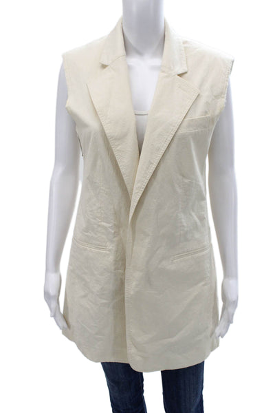 Peter Do Womens Sleeveless Ivory Cotton Vest Button Size 38