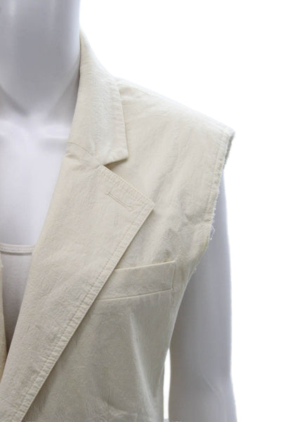 Peter Do Womens Sleeveless Ivory Cotton Vest Button Size 38