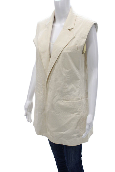 Peter Do Womens Sleeveless Ivory Cotton Vest Button Size 38
