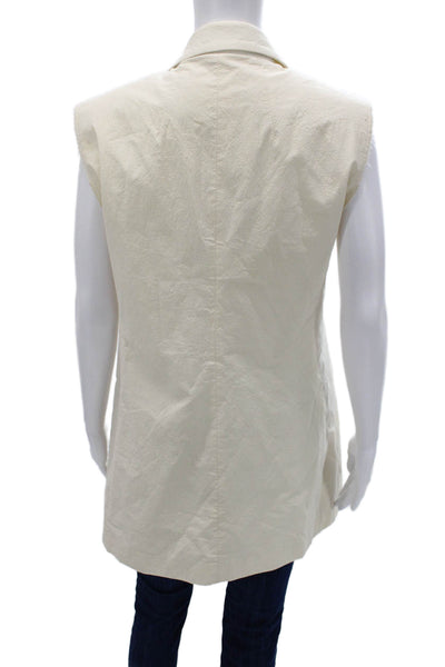 Peter Do Womens Sleeveless Ivory Cotton Vest Button Size 38
