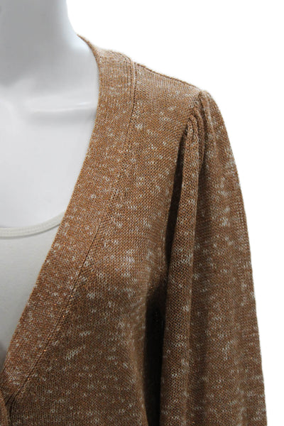 Intermix Women Cardigan Brown V-Neck Speckled Long Sleeve Size M