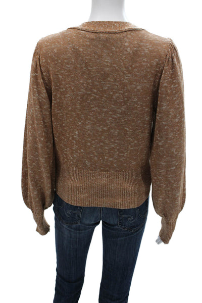 Intermix Women Cardigan Brown V-Neck Speckled Long Sleeve Size M