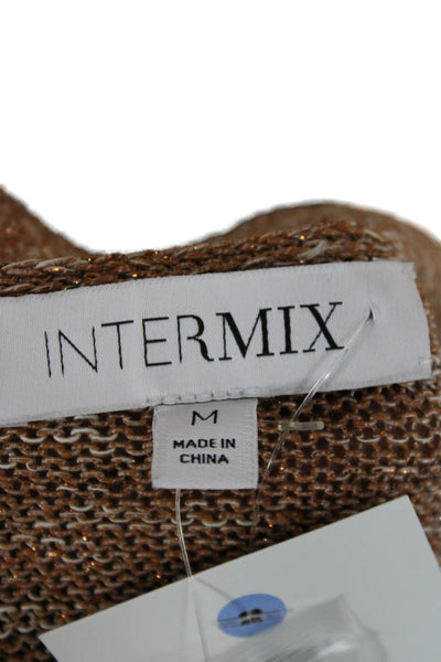 Intermix Women Cardigan Brown V-Neck Speckled Long Sleeve Size M