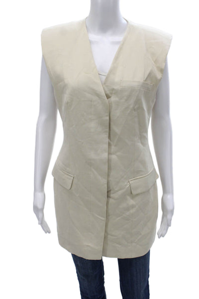 Zara Women Beige Sleeveless Button Vest Size M