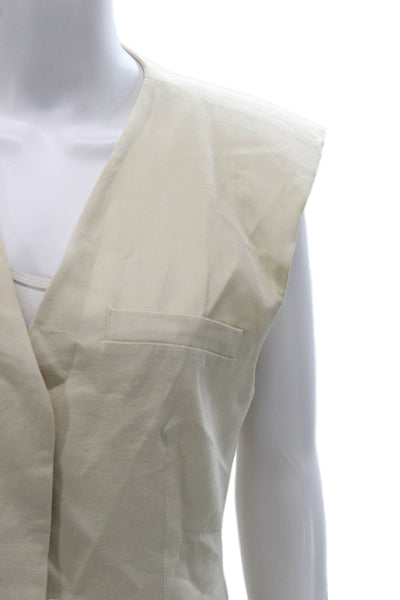 Zara Women Beige Sleeveless Button Vest Size M