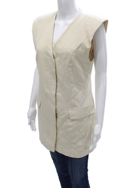 Zara Women Beige Sleeveless Button Vest Size M