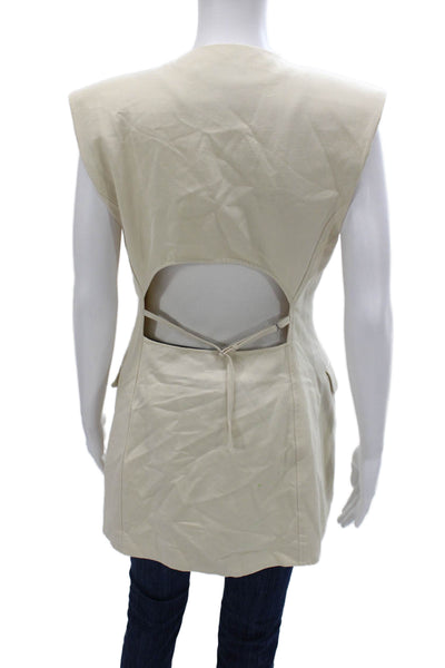 Zara Women Beige Sleeveless Button Vest Size M