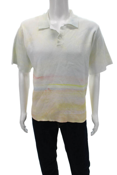 Krost Mens Polo Multicolor Graphic Cotton Short Sleeve Size L