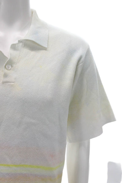 Krost Mens Polo Multicolor Graphic Cotton Short Sleeve Size L