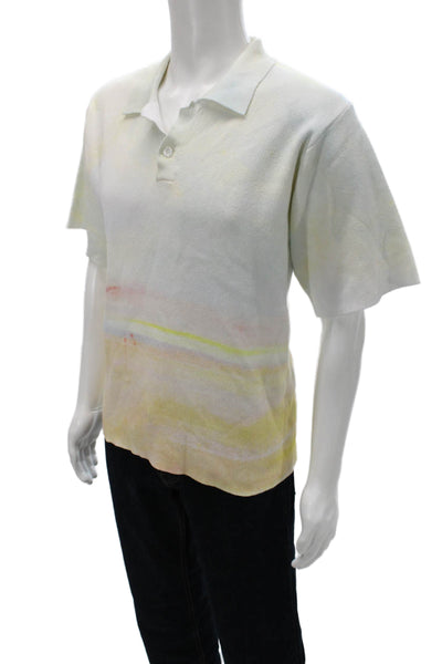 Krost Mens Polo Multicolor Graphic Cotton Short Sleeve Size L