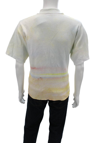 Krost Mens Polo Multicolor Graphic Cotton Short Sleeve Size L