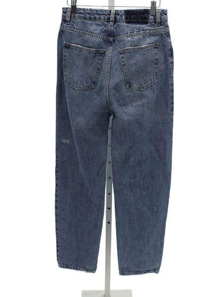 Ksubi Women Blue Straight Jeans 100% Cotton Mid Rise Button Size 26
