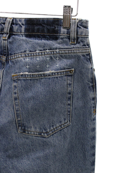 Ksubi Women Blue Straight Jeans 100% Cotton Mid Rise Button Size 26