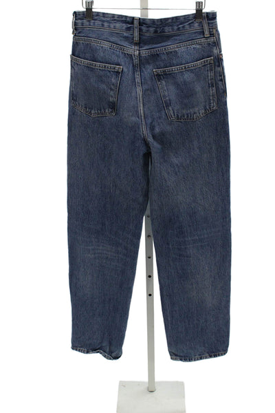 Zara Womens Blue Straight Jeans 100% Cotton Low Rise Button Size 4