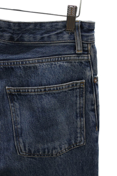Zara Womens Blue Straight Jeans 100% Cotton Low Rise Button Size 4