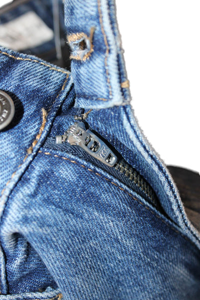 Zara Womens Blue Straight Jeans 100% Cotton Low Rise Button Size 4