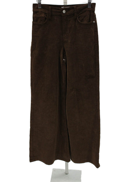 Frame Women Flare Pants High Rise Brown Cotton Size 27