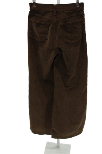 Frame Women Flare Pants High Rise Brown Cotton Size 27