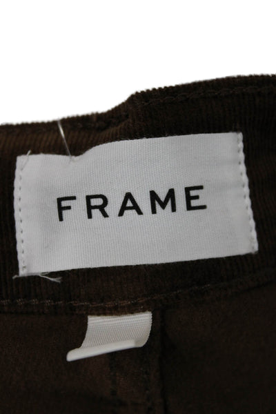 Frame Women Flare Pants High Rise Brown Cotton Size 27