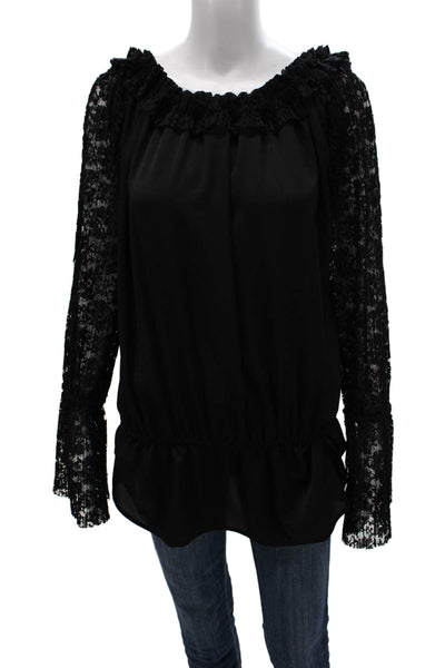 Monaco Women Off the Shoulder Black Tunic 3/4 Sleeve Polyester Size One Size