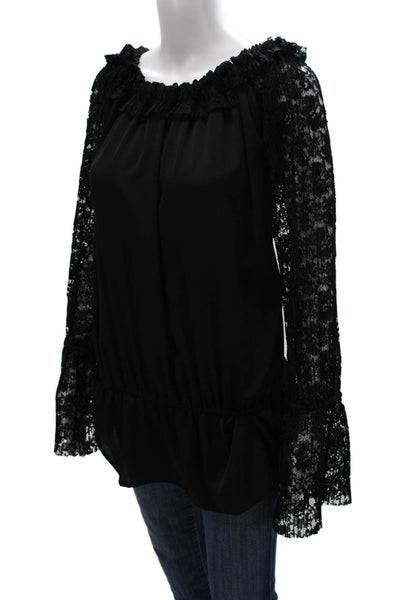 Monaco Women Off the Shoulder Black Tunic 3/4 Sleeve Polyester Size One Size