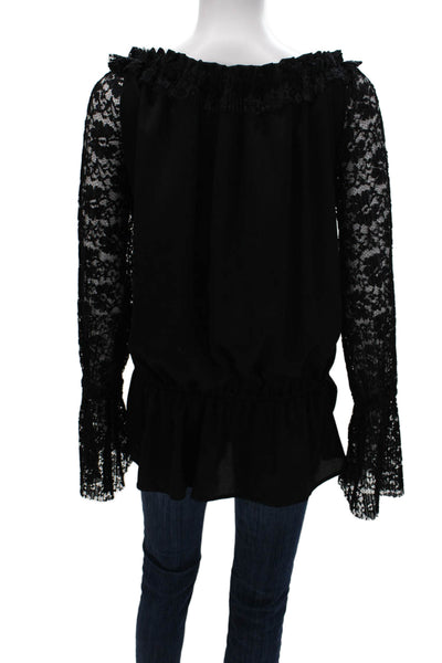 Monaco Women Off the Shoulder Black Tunic 3/4 Sleeve Polyester Size One Size