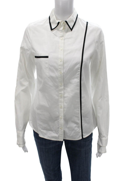 Anne Fontaine Women White Pima Cotton Basic Button-Up Size 38