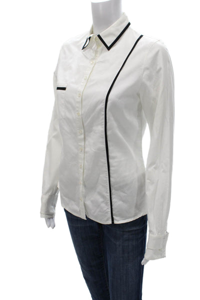 Anne Fontaine Women White Pima Cotton Basic Button-Up Size 38