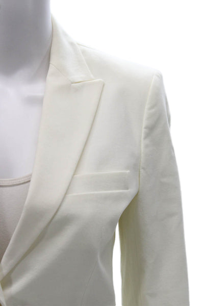 Theory Womens White Cotton Blazer Buttoned Long Sleeve Size 4