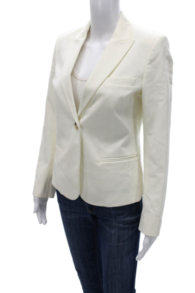 Theory Womens White Cotton Blazer Buttoned Long Sleeve Size 4