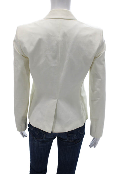 Theory Womens White Cotton Blazer Buttoned Long Sleeve Size 4