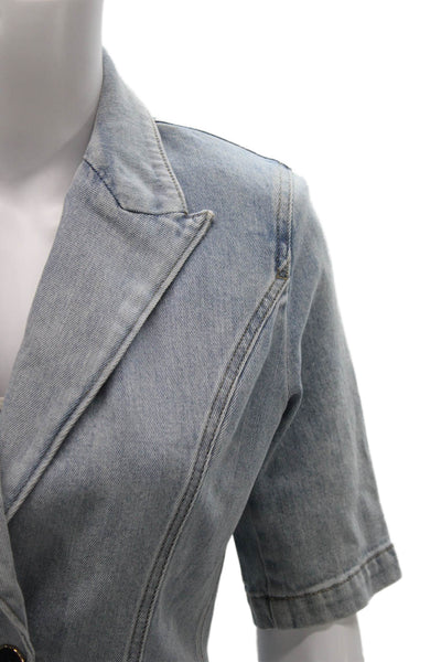 Generation Love Womens Basic Jacket Blue Button Short Sleeve Cotton Size XS