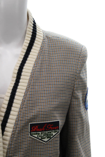 Vicolo Women Varsity Checked Jacket Brown Button Size S