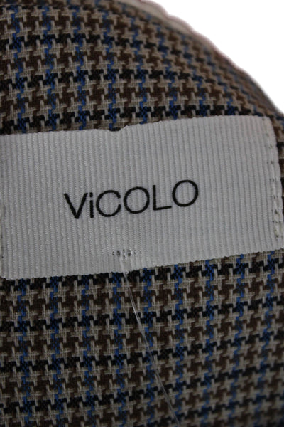 Vicolo Women Varsity Checked Jacket Brown Button Size S