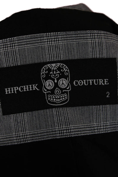 Hipchik Couture Women Gray Plaid Basic Jacket Button Long Sleeve Size 2