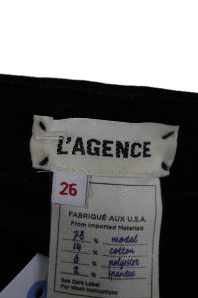 L'Agence Womens Skinny Black Modal Jeans Zip Size 26