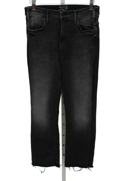 Mother Womens Black Straight Jeans High Rise Cotton Zip Closure Size 27